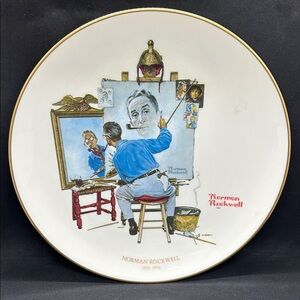 Norman Rockwell Artist at Work Plate with Blue and Red Details 10.75” inch.